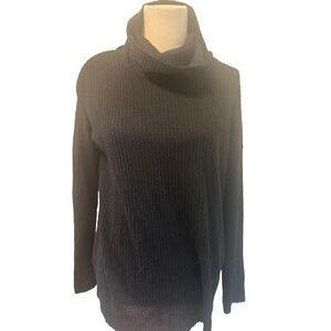 Nordstrom BP Black Cowl Neck Waffle Knit Thermal Sweater Womens Medium NEW
